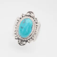 Q041 ターコイズ トルコ石 リング デザイン シルバー 指輪 ヴィンテージ 12月誕生石 16号