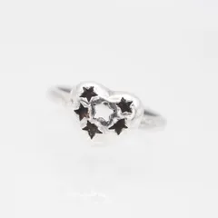 Q111 ヴィンテージ 925刻印 リング スター ハート デザイン シルバー 指輪 15号