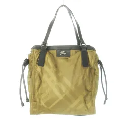 バーバリー BURBERRY トートバッグ ナイロン レザー 革 ロゴ ノバチェック 茶 ブラウン /CK10 ■GY11