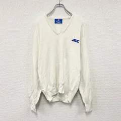 【値引き交渉OK！】古着 used　90s　Champion　チャンピオン　ニットセーター　ヴィンテージ　Vネック　白　ホワイト　Lサイズ