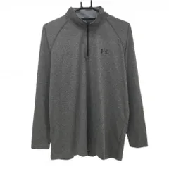 【美品】アンダーアーマー 長袖ハイネックシャツ 杢グレー ハーフジップ  メンズ LG ゴルフウェア UNDER ARMOUR