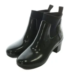 ハンター HUNTER リファインド ミッド ヒール グロス REFINED MID HEEL GLOSS 長靴 レインブーツ ラバー ショート サイドゴア ロゴ US6 23cm 黒 ブラック WFP1012NRG /XZ ■GY11