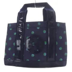 トリーバーチ TORY BURCH エラ Ella トートバッグ ハンドバッグ ドット柄 キャンバス エナメルレザー ネイビー /YO7 ■GY42