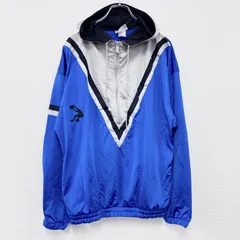 【値引き交渉OK！】古着 used　～90s　Reebok　リーボック　ハーフジップトラックジャケット/ジャージパーカー　ヴィンテージ　青　ブルー　Lサイズ