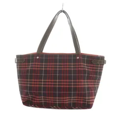 バーバリーブルーレーベル BURBERRY BLUE LABEL ZAE76-300-38 トートバッグ ハンド ロゴ チェック柄 赤 レッド ■GY11 /MQ