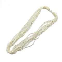 ノーブランド品 ネックレス アクセサリー10連 淡水パール 真珠 白 ホワイト /MQ ■GY11