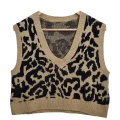 SHEIN レオパード クロップド ニット ベスト M レオパード柄 クロップド ベスト