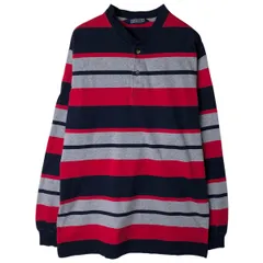 古着 ランズエンド LANDS'END ボーダー柄 ヘンリーネック ロングTシャツ ロンT メンズM相当/eaa458830