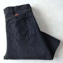 ■古着 RUSTLER ラスラー ブラックジーンズ デニムパンツ Wrangler姉妹ブランド 黒 W36L32【L5527】