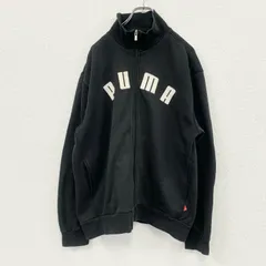 【値引き交渉OK！】古着 used　PUMA　プーマ　フルジップスウェットジャケット　デカロゴ　黒　ブラック　Lサイズ