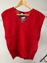 Vネック ニットベスト レッド US古着