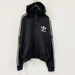 【値引き交渉OK！】古着 used　00s　adidas　アディダス　トラックジャケット/ジャージパーカー　デカロゴ　ヴィンテージ　黒　ブラック　Lサイズ