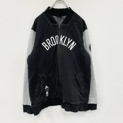 【値引き交渉OK！】古着 used　adidas　アディダス　NBA　BROOKLYN　ブルックリンネッツ　スタジャン/スタジアムジャケット　黒　ブラック