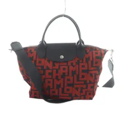 ロンシャン LONGCHAMP ル・プリアージュ トートバッグ ショルダー 2WAY ハンド レザー ナイロン ロゴ 総柄 赤 レッド 黒 ブラック ■GY18 /MQ
