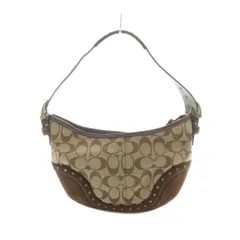 コーチ COACH 7057 ハンドバッグ セミ シグネチャー キャンバス スエードレザー ロゴ 茶 ブラウン ■GY18 /MQ