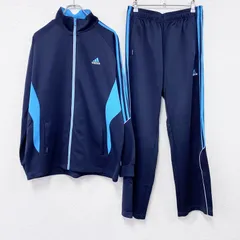 【値引き交渉OK！】古着 used　adidas　アディダス　ジャージセットアップ　トラックジャケット　トラックパンツ　ネイビー　Oサイズ