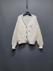 アイボリー ケーブル編み ニット カーディガン