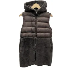 EMMETI(エンメティ) ダウンベスト サイズ38 M レディース美品  - ダークブラウン ジップアップ/フード付き/ロング丈/ムートン/秋/冬