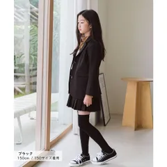 ブラック MINIROI フォーマル 2点 セットアップ 長袖 ジャケット プリーツスカート 上下セット キッズ 女の子 ガールズ 春 秋 入学式 卒業式 発表会 韓国子供服 ad-827 120cm 130cm 140cm 150cm