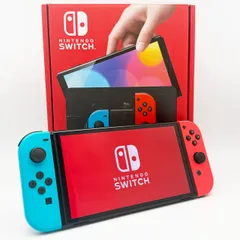 【中古・美品】Nintendo Switch 本体 (有機ELモデル) Joy-Con(L)ネオンブルー/(R)ネオンレッド
