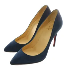 クリスチャンルブタン Christian louboutin パンプス スエード ポインテッドトゥ ピンヒール 35.5 22.5cm 紺 ネイビー /XZ ■GY19