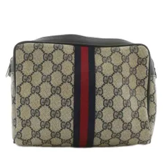 グッチ GUCCI オールドグッチ クラッチバッグ セカンドバッグ ポーチ GGスプリーム 総柄 ベージュ 紺 ネイビー 27 004 998 /XZ ■OH ■GY18