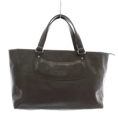 アニエスベー agnes b. ハンドバッグ トート 牛革 レザー ロゴ 型押し 総柄 茶色 ブラウン /XZ ■GY11