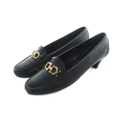 サルヴァトーレフェラガモ Salvatore Ferragamo パンプス スクエアトゥ ロゴ レザー ガンチーニ ヒール 6 23.5cm 黒 ブラック ■GY18 /MQ