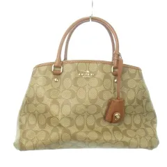 コーチ COACH ハンドバッグ 2way ショルダーバッグ レザー PVC シグネチャー ロゴ チャーム 茶 ブラウン /MN10 ■GY18