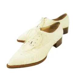 クリスチャンルブタン Christian louboutin レザーシューズ 革 パイソン レースアップ ポインテッドトゥ 35 22cm 白 ホワイト /CK28 ■GY19