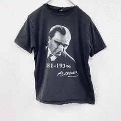 【値引き交渉OK！】古着 used　ORIJIN　半袖プリントTシャツ　ムスタファ・ケマル・アタテュルク　黒　ブラック　Sサイズ