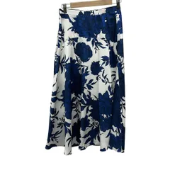 Loulou Willoughby(ルルウィルビー) ロングスカート サイズ2 M レディース美品  - ブルー×黒×白 マキシ丈/花柄