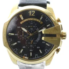 ディーゼル DIESEL DZ-4344 MEGA CHIEF メガチーフ 腕時計 ウォッチ クォーツ ロゴ 黒文字盤 クロノグラフ カレンダー付き ゴールド色 ■GY18 /MQ