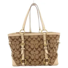 コーチ COACH 10384 シグネチャー ハンドバッグ トート 肩掛け キャンバス レザー ベージュ /GV ■GY18