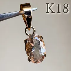 K18 天然石モルガナイト　ペンダントトップ　oval 18金 morganite