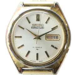 セイコー SEIKO 5 ACTUS アクタス 腕時計 ヴィンテージ アンティーク ウォッチ 自動巻き 21石 デイデイト カレンダー付き ゴールドカラー 金色 7019-8010 ■GY18 /MQ