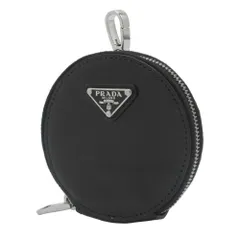 【新品】プラダ 1TL431 SPAZZOLATO NERO (ブラック) ポーチ PRADA レザー 三角プレート ロゴ ナスカン付き ミニポーチ アウトレット レディース