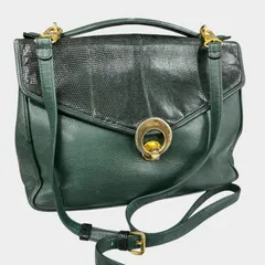 COLOMBO リザード 2way バッグ グリーン ゴールド金具 ショルダーバッグ ハンドバッグ コロンボ イタリア製