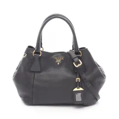 プラダ PRADA ハンドバッグ ヴィッテロダイノ ブラック レザー 2wayトートバッグ レディース Used A