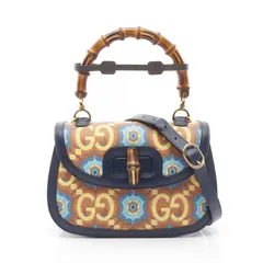 グッチ GUCCI ハンドバッグ バンブー 1947 GGロゴ 678489 マルチ/ネイビー PVCコーティングキャンバス レザー バンブー1947 2wayハンドバッグ レディース Used A