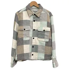 30％OFF！ZARA　CPOジャケット　シャツジャケット　ウールジャケット　フルボタン　チェック　胸ポケット　古着