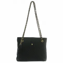 バリー BALLY トートバッグ ワンショルダー レザー キルティング チェーン フリンジ ロゴ ゴールド金具 黒 ブラック /XZ ■GY18