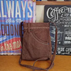 20☆USEDブラウン系カラーボトムリメイク☆サコッシュ☆ショルダーバッグ☆リメイクデニム☆