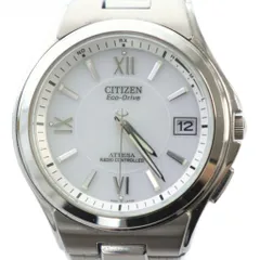 シチズン CITIZEN ATESSA アテッサ H110-T011331 腕時計 ウォッチ ソーラー 白文字盤 デイト カレンダー付き シルバー色 ■GY11 /MQ