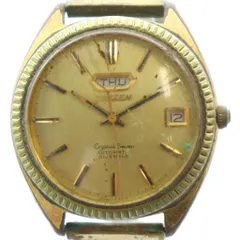 シチズン CITIZEN Crystal Seven クリスタルセブン 21石 腕時計 ヴィンテージ アンティーク ウォッチ 自動巻き カレンダー付き デイト ゴールド色 ■GY18 /MQ