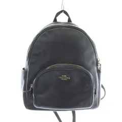 コーチ COACH リュックサック バックパック デイパック レザー Wファスナー ロゴ ゴールド金具 紺 ネイビー 5666 /XZ ■GY18
