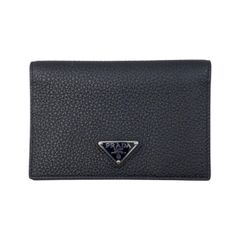 希少✨プラダ コインケース 丸型 レザー ファスナー ロゴ金具 シルバー