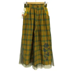 スカラー ScoLar 花蝶刺繍チュール重ねチェックパンツ レディース JPN：M 