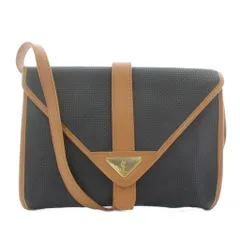 イヴサンローラン YVES SAINT LAURENT ショルダーバッグ クラッチバッグ 2WAY PVC レザー トライアングルロゴ ゴールド金具 黒 ブラック 茶色 ブラウン /XZ ■GY18