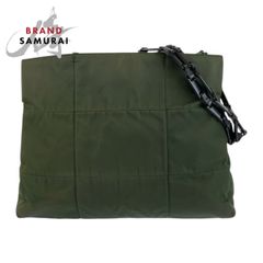 PRADA プラダ グリーン ブラック ナイロン/プラスチック トートバッグ